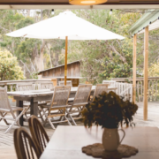 Patio Dining: A dedicated outdoor entertainment space with a large table, perfect for alfresco dining.